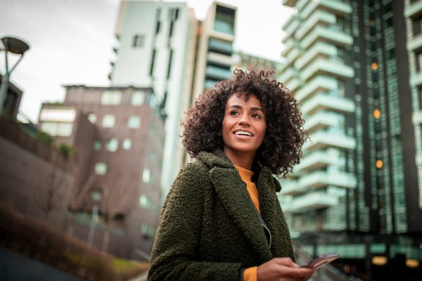Woman’s fresh face in an urban environment