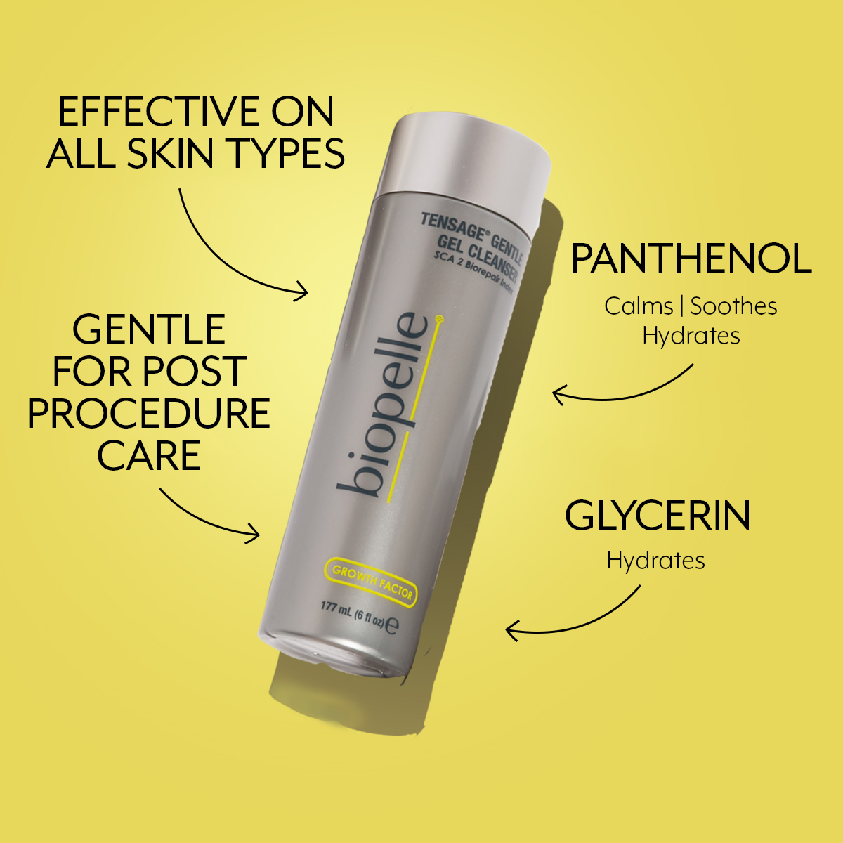 Tensage Gentle Gel Cleanser Effective on all skin types panthenol gentle for post procedure care glycerin